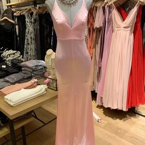 Elegant Pink Satin Evening Gown